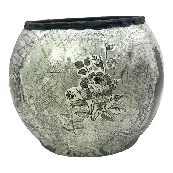 Handmade Halloween Design Glass Dome Candle Holder “Witches Cauldron” Decoupaged - Picture 3 of 13